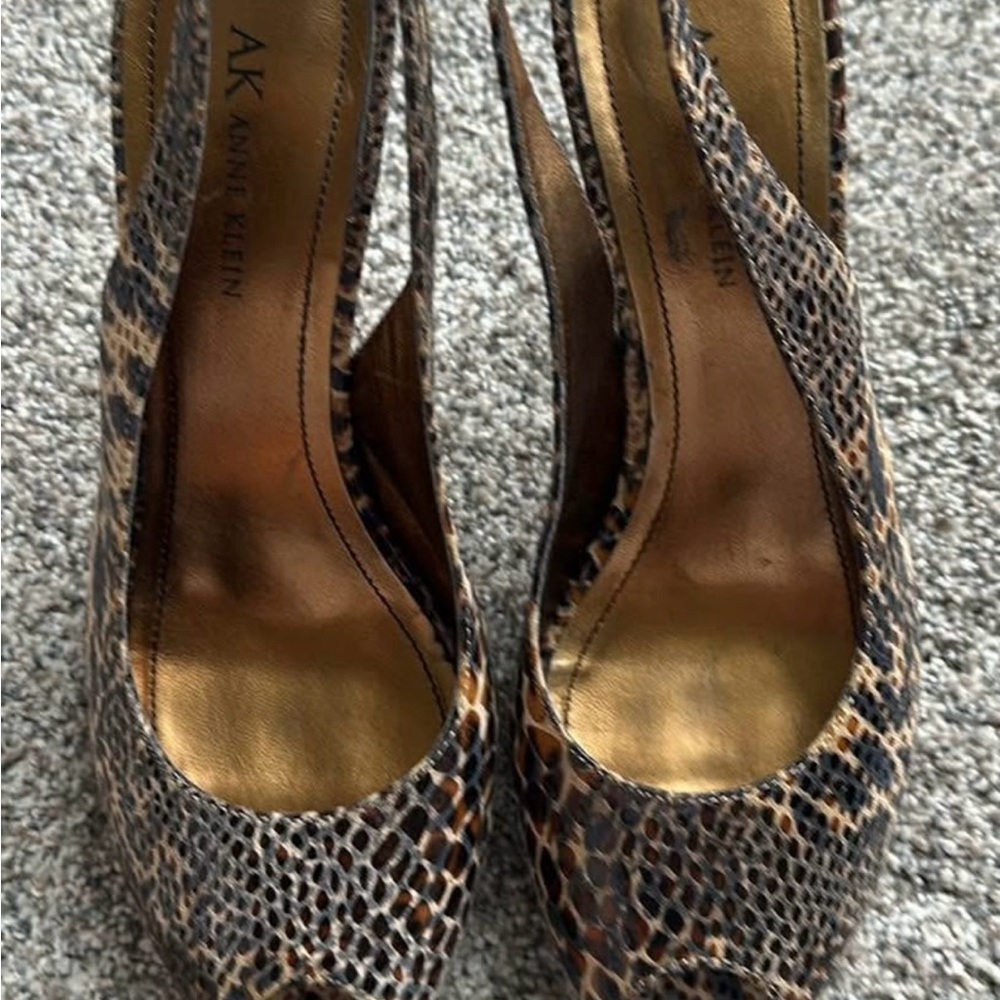 Anne Klein Snakeskin Pattern Peep Toe Heels